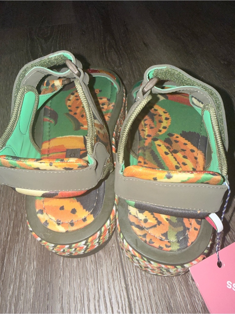 FARM Rio Vegan Green Multicolor Braided Platform Sandals - Picture 4 of 9